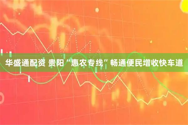 华盛通配资 贵阳“惠农专线”畅通便民增收快车道