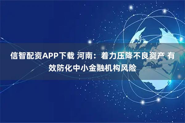 信智配资APP下载 河南：着力压降不良资产 有效防化中小金融机构风险